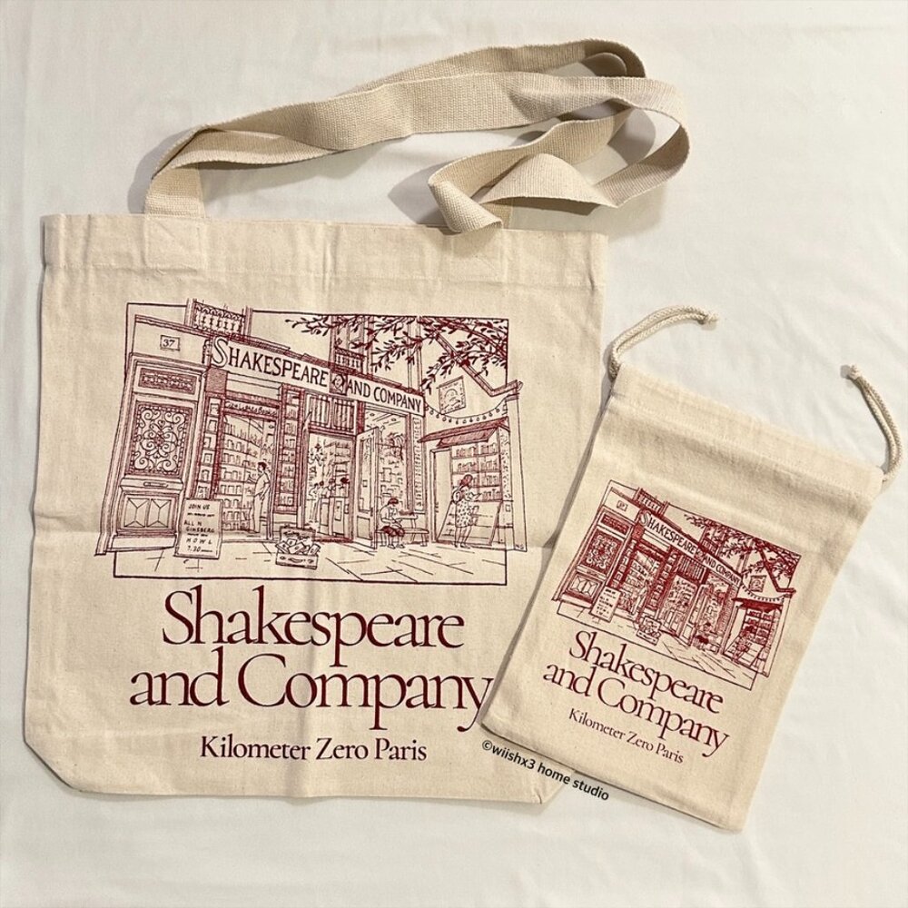 NEW Shakespeare & Co Facade Tote Bag + Pochette Set Red | Authentic Iconic Paris